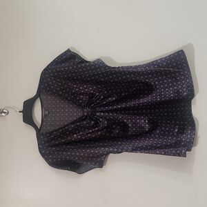 Women's apt. 9 purple print satin top, short sleeve, size L